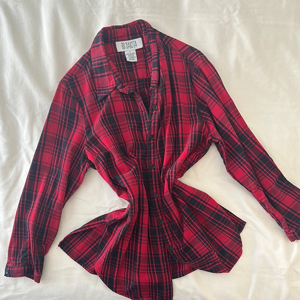 Vintage 90’s BB Dakota Red Plaid Blouse
